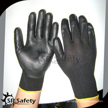 SRSAFETY 13gauge tejido de poliéster recubierto de nitrilo en los guantes de palma, estilo suave